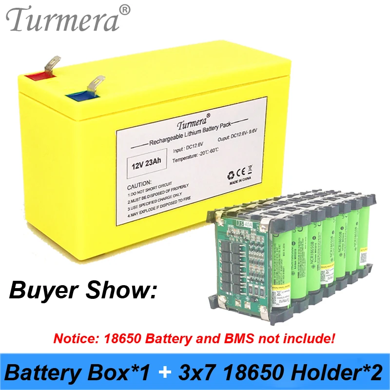 Lithium Rechargeable Battery Storage Box with 3x7 Bracket for 12V 24V Uninterrupted Power Supply and E-bike Battery Use Turmera