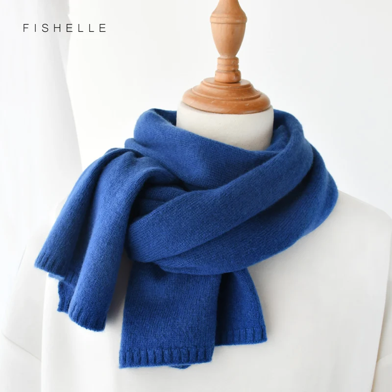 Royal blue wool scarf women winter warm knitted thin scarves ladies small short scarfs autumn foulard men