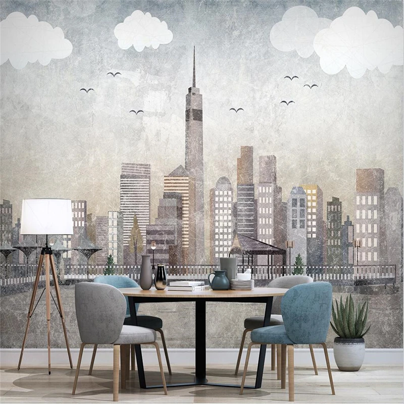 custom photo mural wallpaper Geometric city architecture wall stickers house decoration bedroom murals wall papers