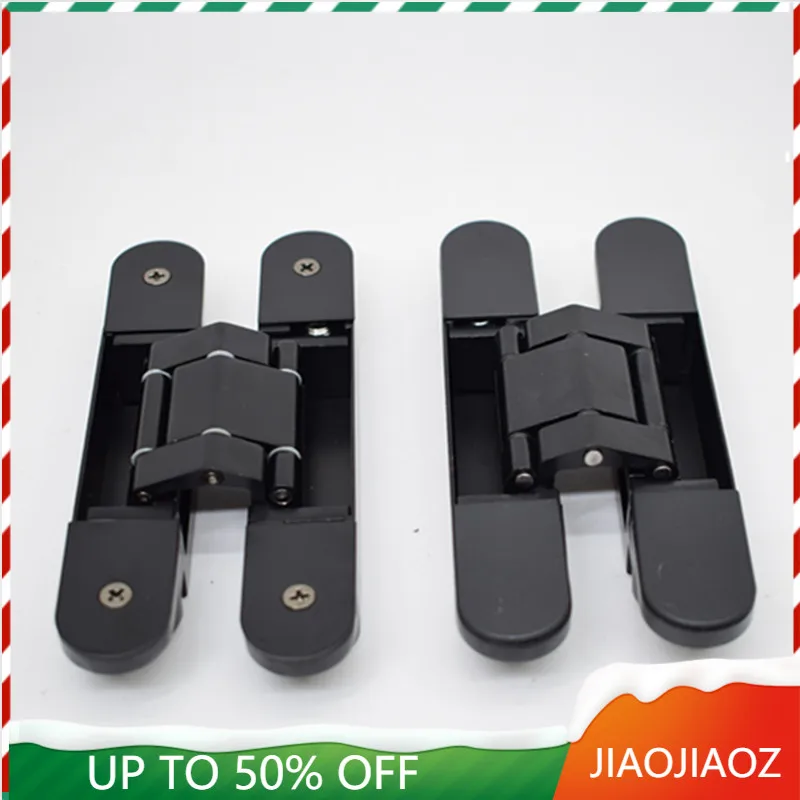 

JIAOJIAOZ 3D Adjustable Hidden black Door Hinge/Zinc alloy hinge 40kg Folding door hinge150*25mm