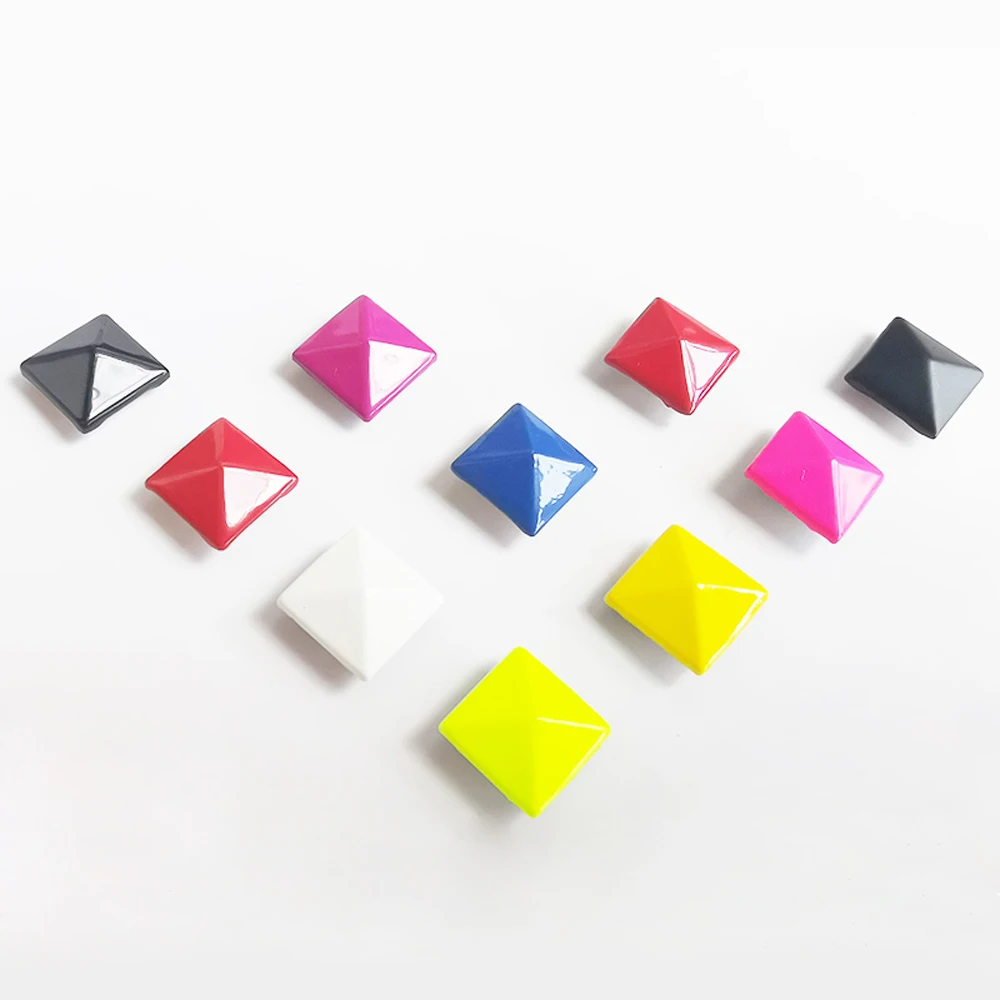 50sets 10mm Square Pyramid Studs Rivet Punk Arts Leathercrafts Rivets for Leather Crafts Bag Belt Garments Colorful