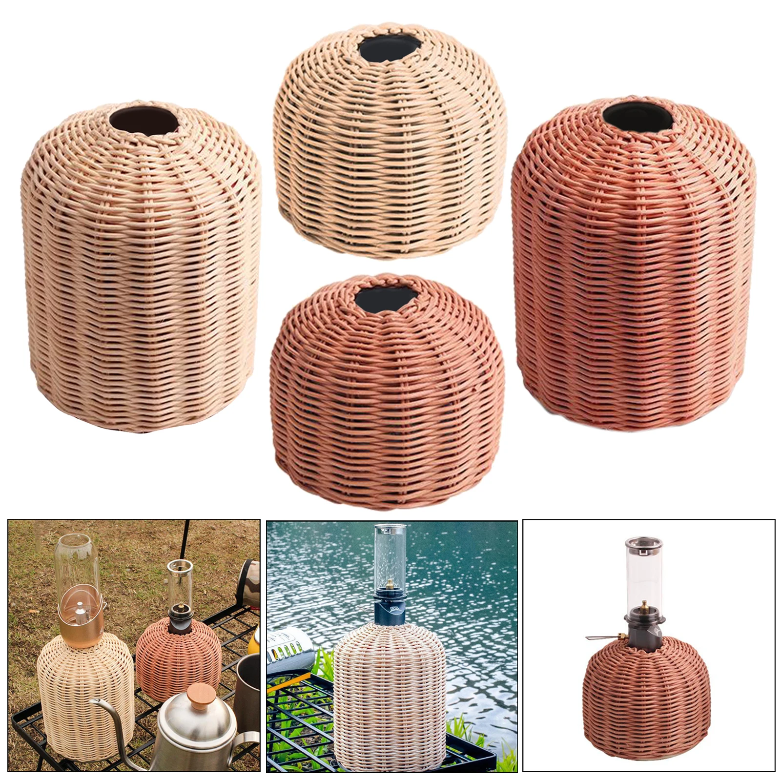 1 Piece Rattan Handmade Protective Cooking Gas Cylinder Cover Outdoor Camping Hiking Canister Storage Case