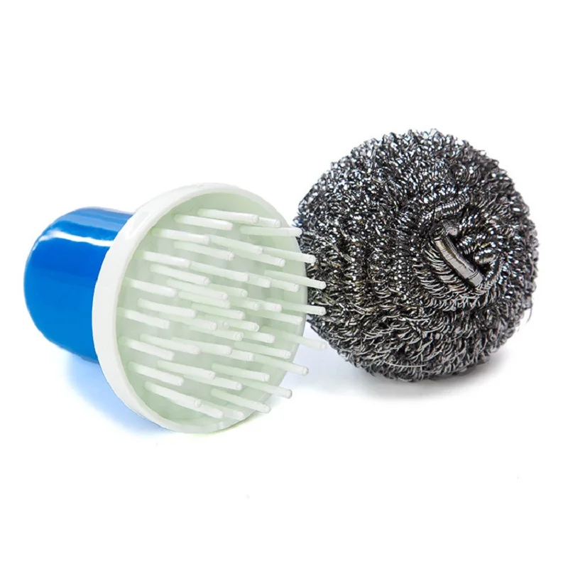 Brosse de nettoyage de cuisine en acier inoxydable, boule de fil remplaçable, brosse de poêle, plat carrelage évier cuisine salle de bains outils de nettoyage