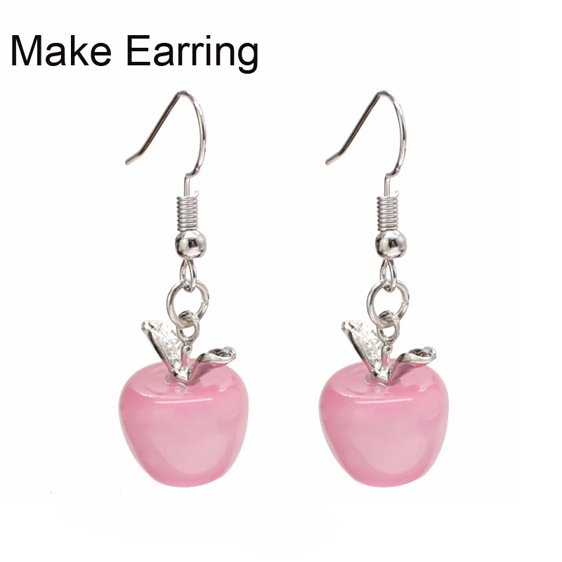 10PCS Rosa White Opal Pendenti E Ciondoli per Orecchini Fai Da Te Collana Che Fa Placcato Argento Del Pendente di Apple Accessori di Risultati Dei