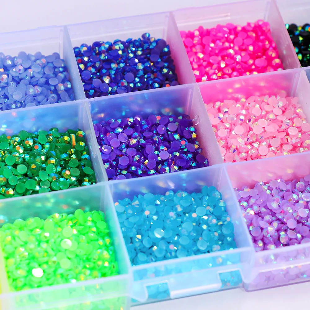 15000pcs 3mm AB Jelly Nail Rhinestones Resin Flat Back Colorful glitter Charms Accessories DIY 3D Nail Art Decorations Strass