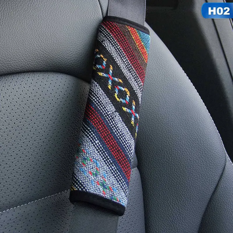 Ethnic Car Seat Belt Shoulders Pads Covers Goods Cushion Warm Short Plush Safety Shoulder Protection Auto Interior Accessories