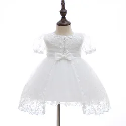 Baby Mädchen Weiß Spitze Taufe Kleid Neugeborenen Bestickt Blume Taufe Kleid für Mädchen Bebe Ersten Geburtstag Party Outfits 3-24