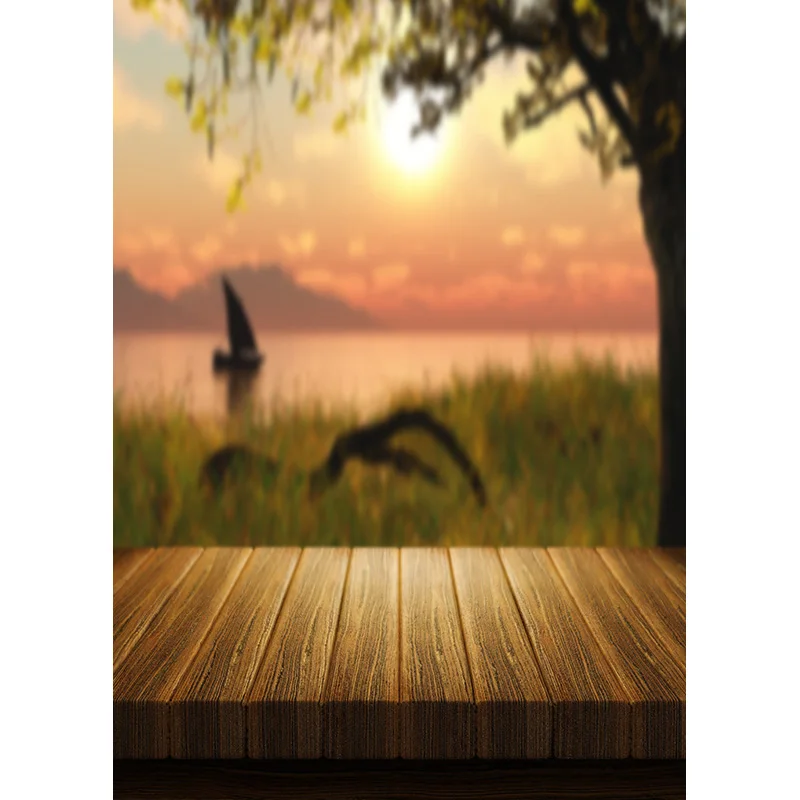 ZHISUXI alat peraga Studio, latar belakang foto awan langit LATAR BELAKANG lantai kayu pemandangan alam tepi pantai musim panas 210309TFX-04