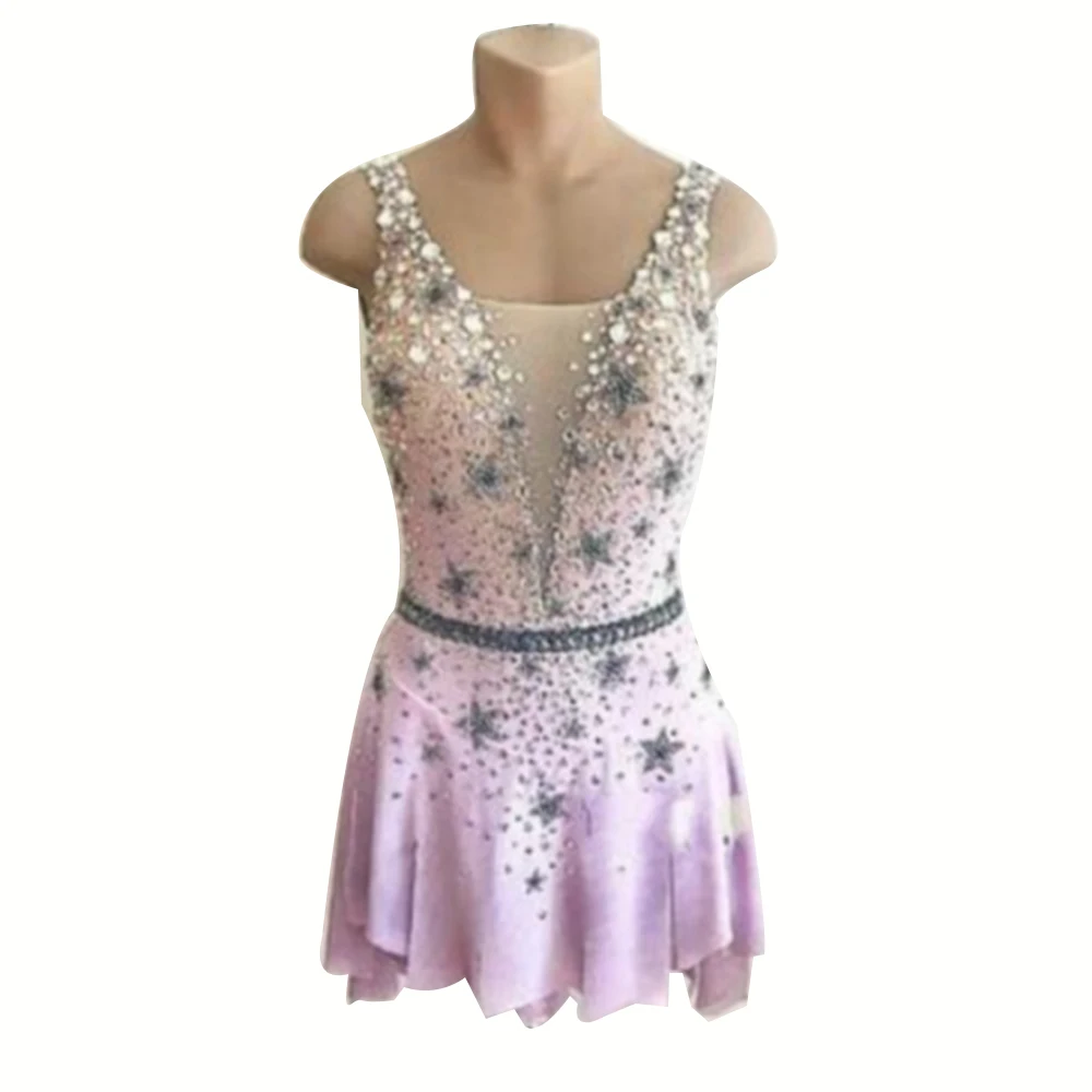 Figure Skating Dress Kids Adult Rhythmic Leotards Dance Costume Skating skirt Competition dress sleeveless Wholesale