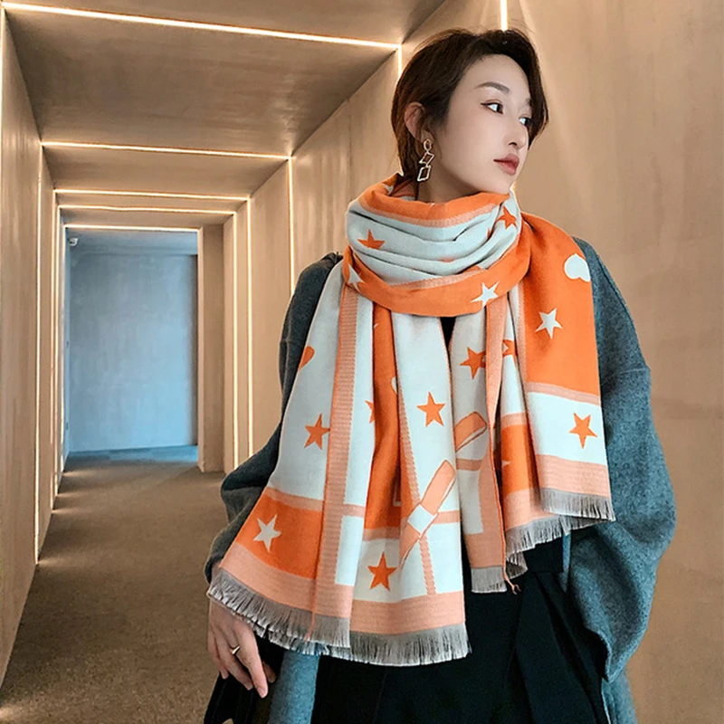 Autumn winter scarf women new sweet bow warm scarf female imitation cashmere office air-conditioned Blanket shawl scarf girls