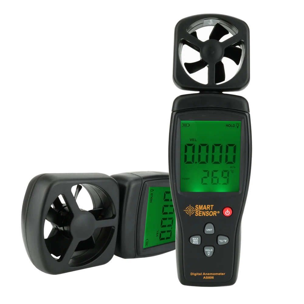 Smart Sensor AS806 Air Flow Velocity Digital Anemometer Handheld Wind Speed Meter