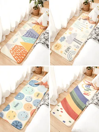 Rectangular Non-Slip Bedside Carpet for Children, Cute Cartoon, Thickened, Warm, Modern