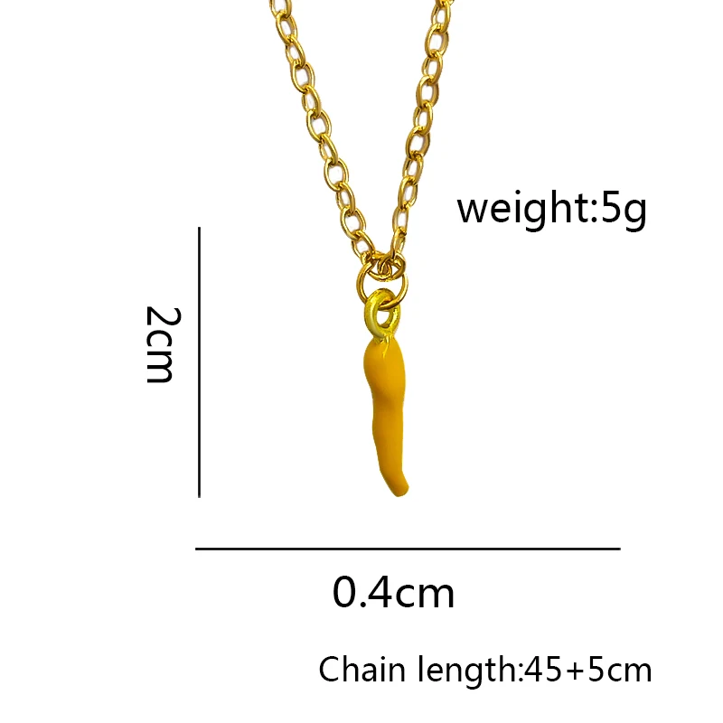 Red Green Yellow Chilli Pepper Necklace Metal Cayenne Pepper Paprika Vegetables fruit Pendant Necklaces Charm For women jewelry