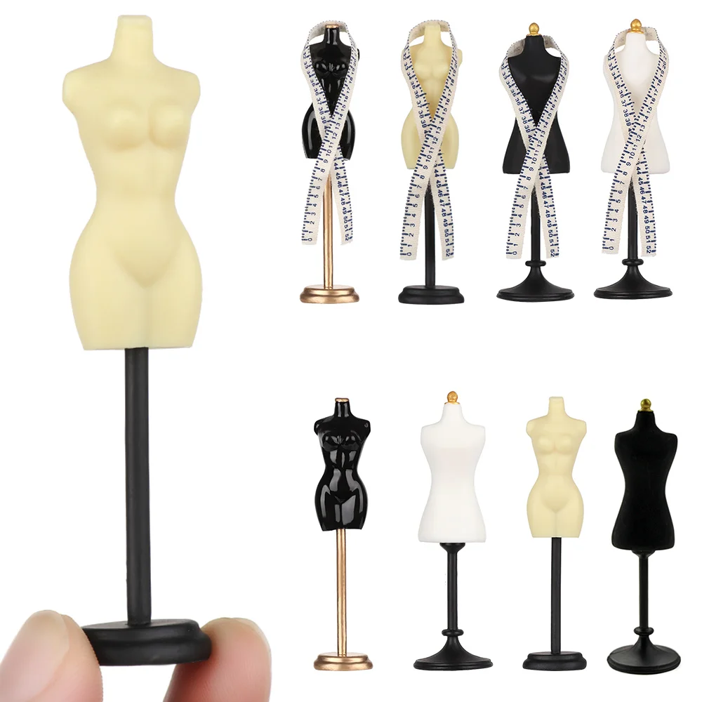 1/12 Dollhouse Miniature Accessories Mini Clothes Mannequin Ruler Sets Simulation Evening Dress Form Model Toy DollHouse Decor