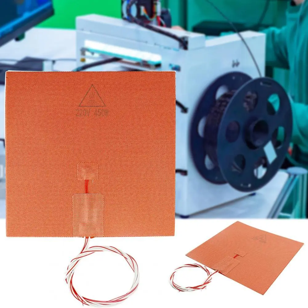 Strong Stretch Orange Practical 3D Printer Silicone Heated Pad for Industry