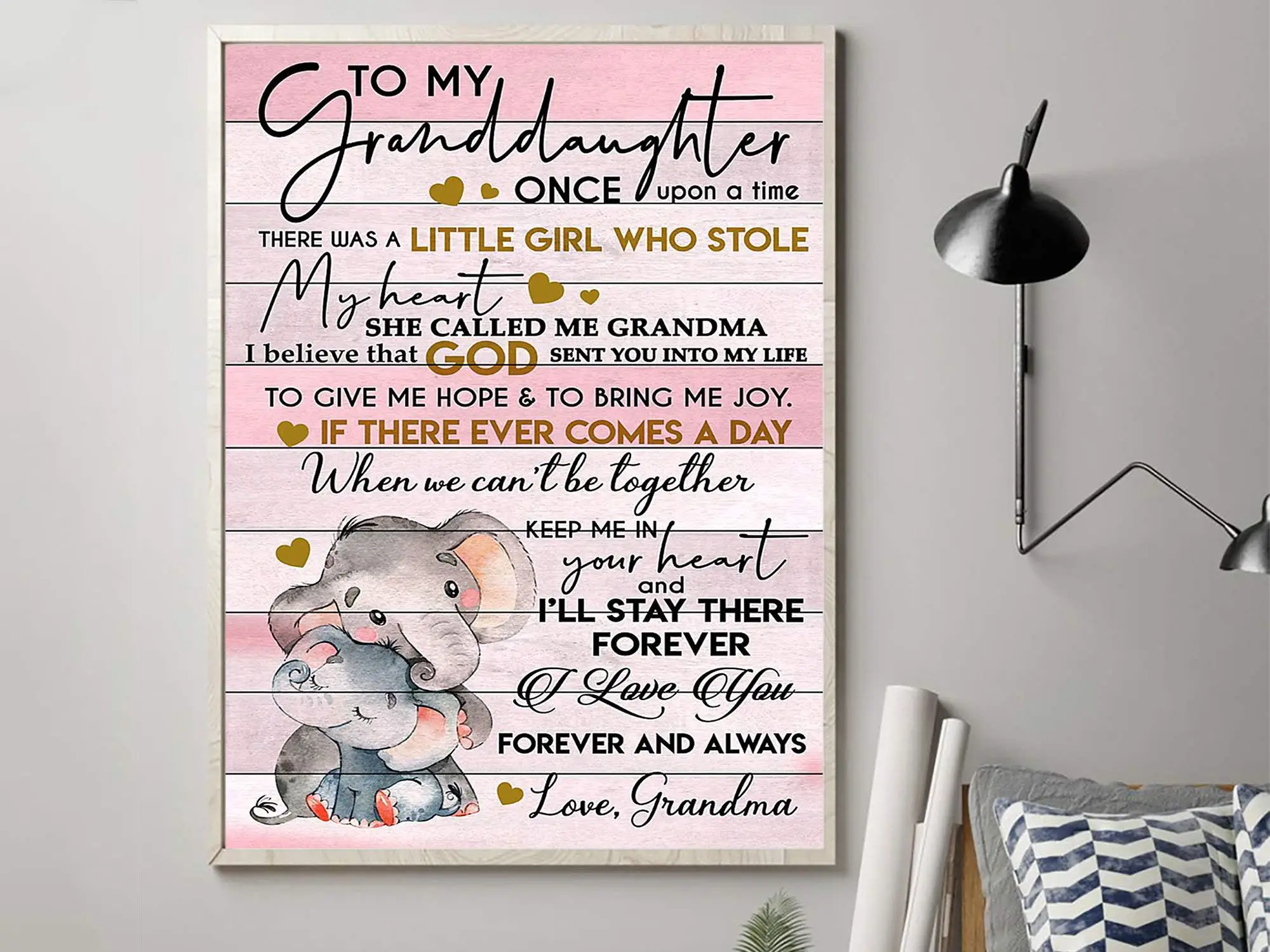 to My Granddaughter Poster, Print Art Decor Wall, Quote Gifts from Grandma, Poster for Birthday Gift, Poster for Granddaughter,