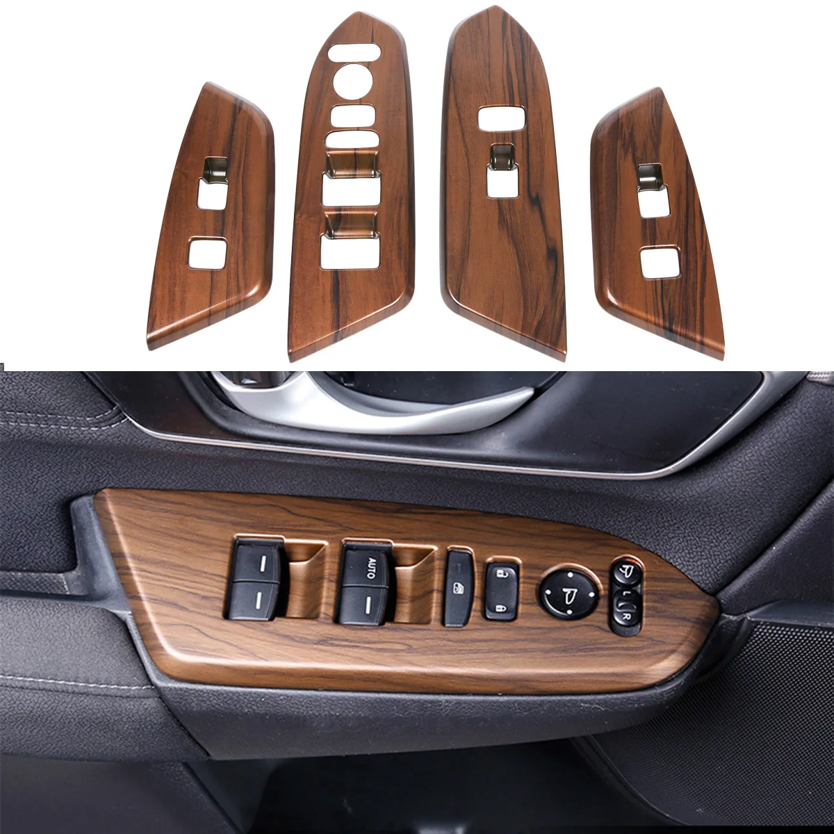 

Accessories For Honda CR-V CRV 5th 2017-2021 Door Armrest Lift Switch Adjustment Panel Cover Trim Peach Wood