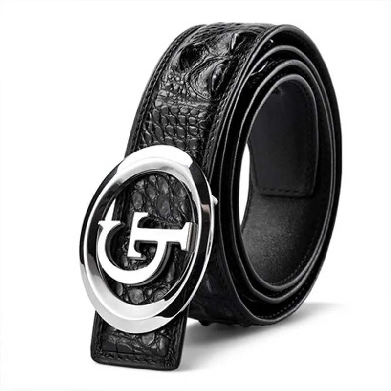 gete new  crocodile men belt  male  men    male  leisure Smooth buckle  business  Men belts