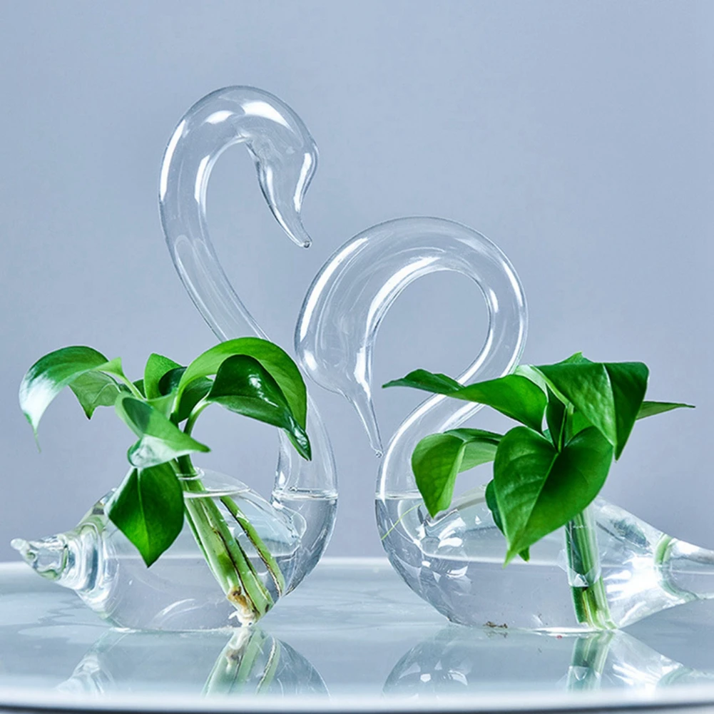 Transparent Glass Hydroponic Flower Vase Swan Shape Home Decoration Holiday Gifts Wedding Decoration image 2