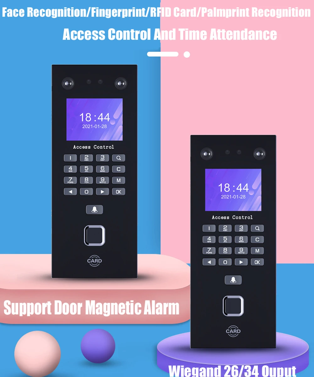 Face Recognition Access Control Facial Detection Door Lock Fingerprint Time Attendance Keypad TCP/IP USB RFID Card Palmprint