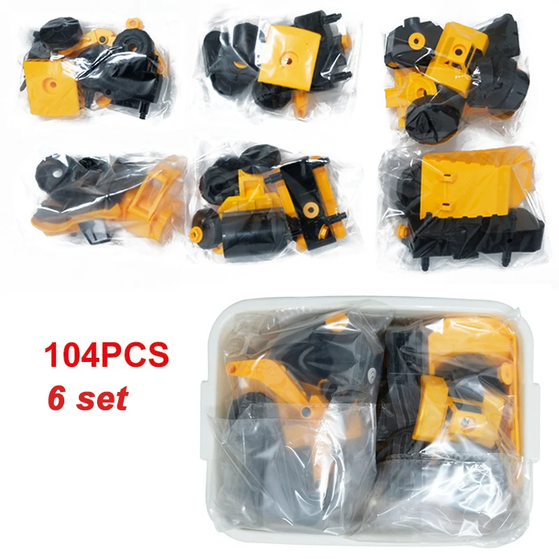 6 in 1 Box Simulated Engineering Car Model Toy Assembled Block Excavator Mixer Truck Boys Toy