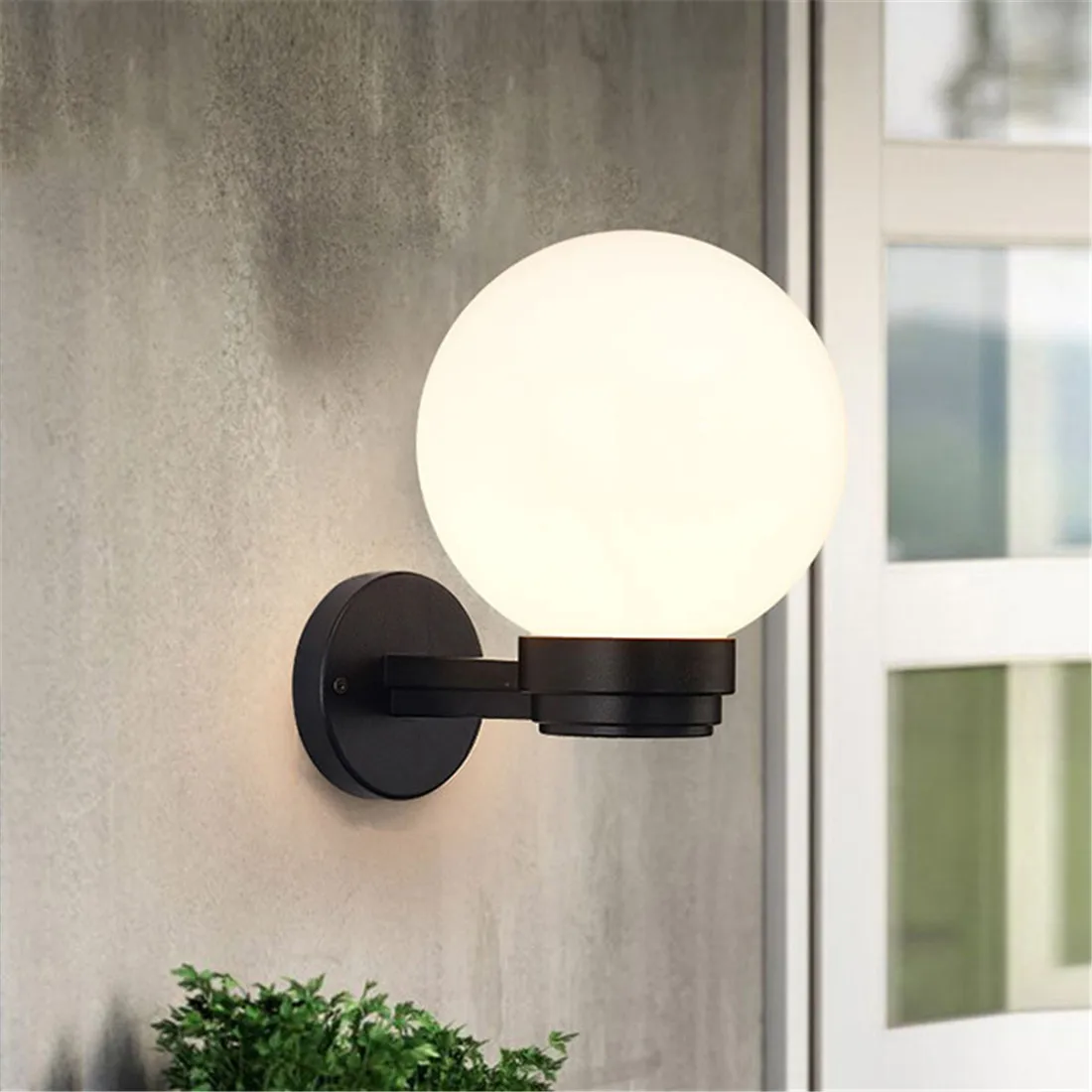 Indoor Outdoor Wall Light with White or Clear Acrylic Globe Shade for Entryway Porch Patio Exterior E27 Base Socket Wall Lantern