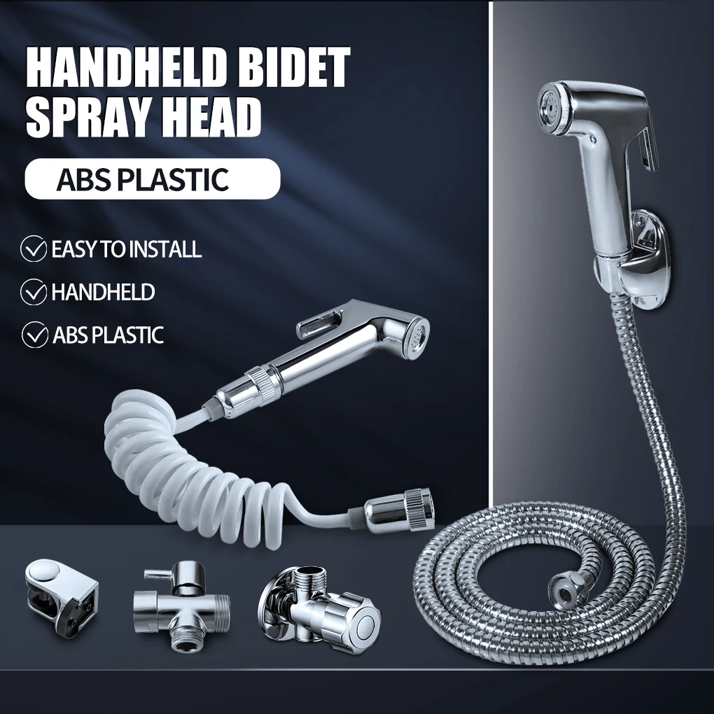 Bidet Sprayer Bathroom Toilet Handheld Spray Head Sprinkler for Feminine Wash, Sprayer, 4 Way Adapter, 1.5m Hose, Base