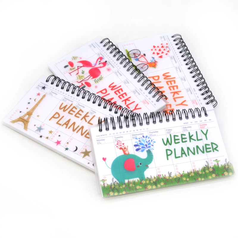 

Weekly Planner Notebook Planner Agenda 2021 Cute Journal Stationery Cuadernos Y Libretas Libreta Flamingo Paris Ball Pen Penna