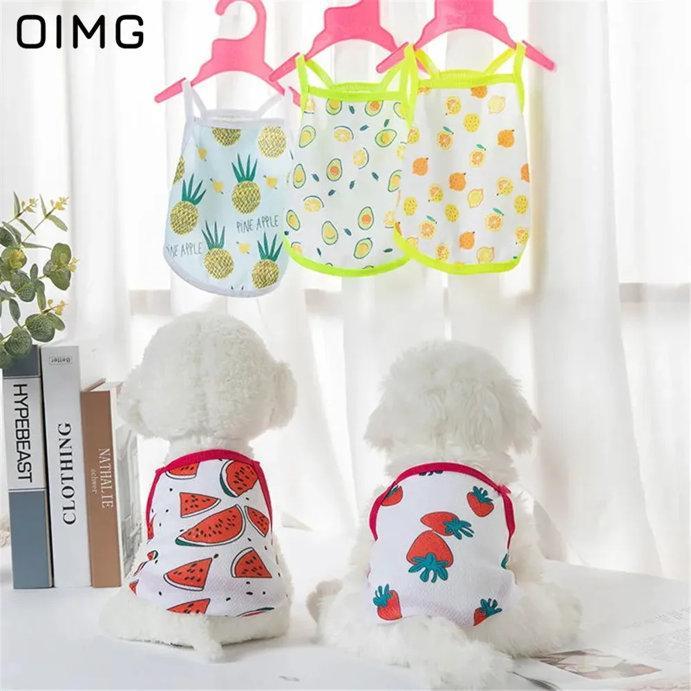 

OIMG Small Dog Clothes Summer Mesh Breathable Sleeveless Dog Shirts Watermelon Print Pet Crop Top T-shirts For Dogs Cats