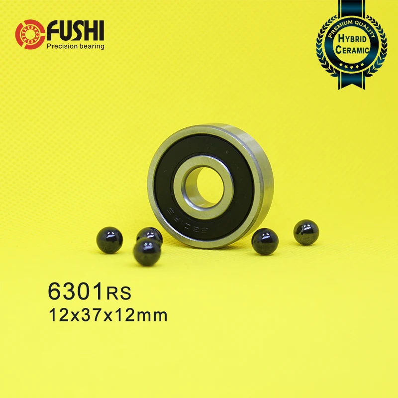 

6301 Hybrid Ceramic Bearing 12*37*12 mm ABEC-1 1PC Industry Motor Spindle 6301HC Hybrids Si3N4 Ball Bearings 3NC 6301RS