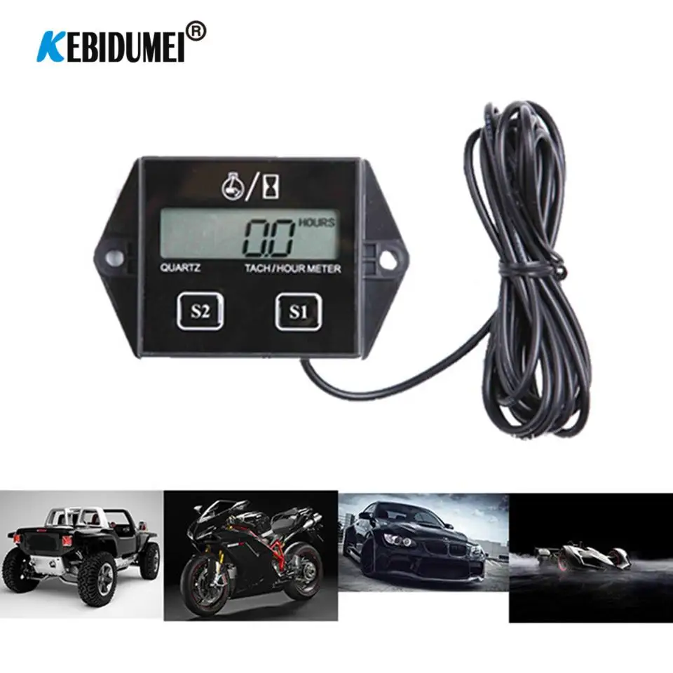 Digital Engine Tach Hour Meter Tachometer Gauge 2&4 Stroke Engine Spark Plugs Inductive Display Shipping From Russian Warehouse