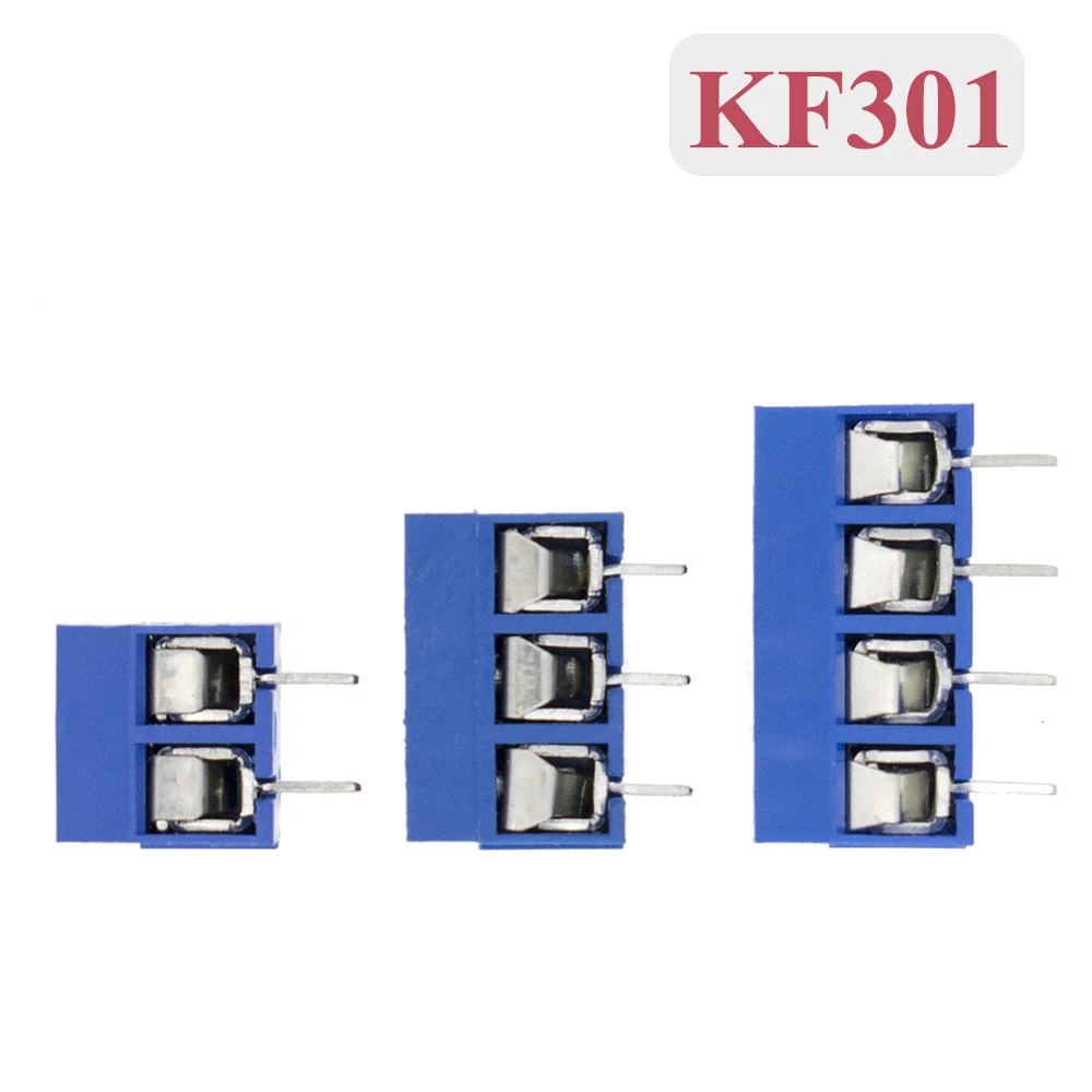 10pcs KF301 2P/3P/4P Blue KF301-5.0 KF301 Screw 5.0mm Straight Pin PCB Screw Terminal Block Connector Splicing type