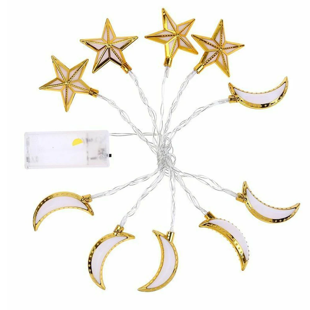 Eid LED String Light 1.5m 10LED Ramadan Decoration Moon Star Palace Eid Mubarak Ornament Islamic Muslim Fairy Decor Light String