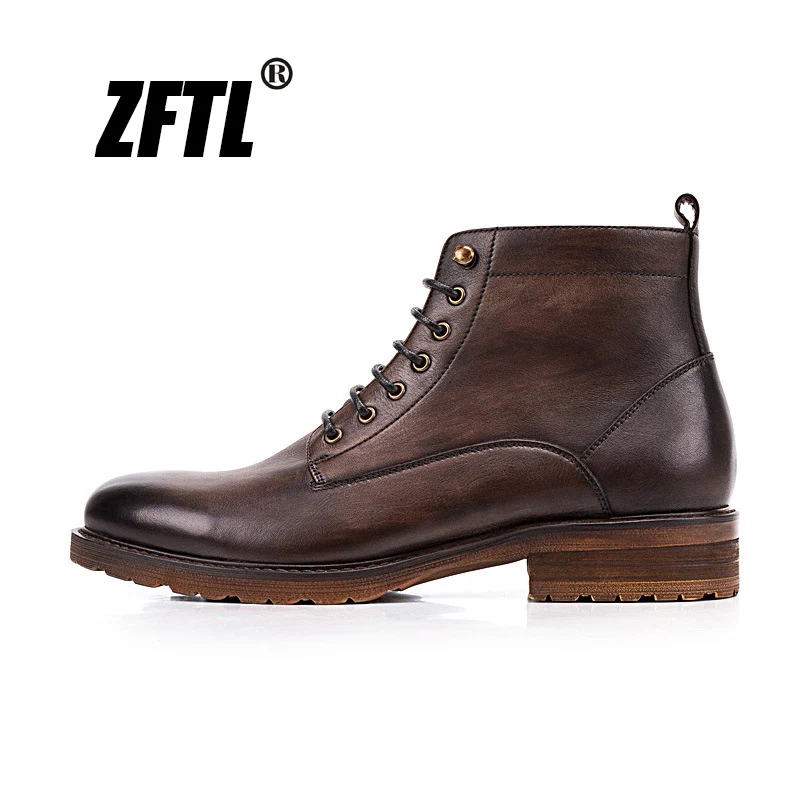 ZFTL Men's Basic Boots Vintage Man Casual Lace up Tide Handmade Brand customization Men's high quality Ankle Boots Men's Retro