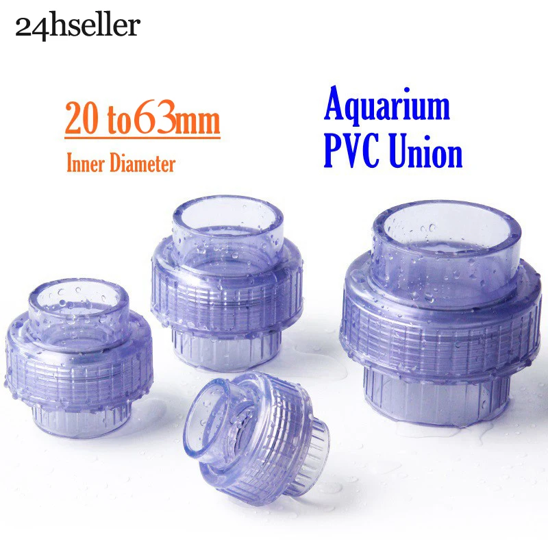 1pc ID.20~63mm Transparent UPVC Union Connectors Garden Irrigation Water Supply Adapter Aquarium Fish Tank Straight Plug Joints