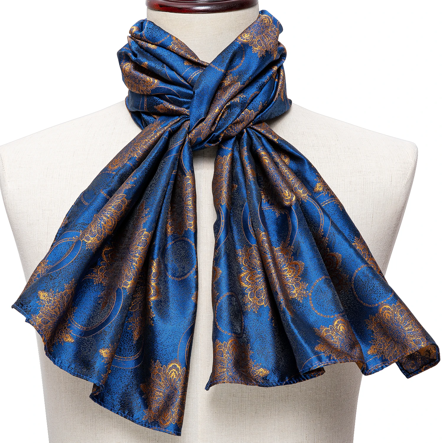 Barry.Wang – foulard Jacquard de luxe pour homme et femme, 100% soie, bleu, pour costume d\'affaires, décontracté, 160x50cm, collection automne et