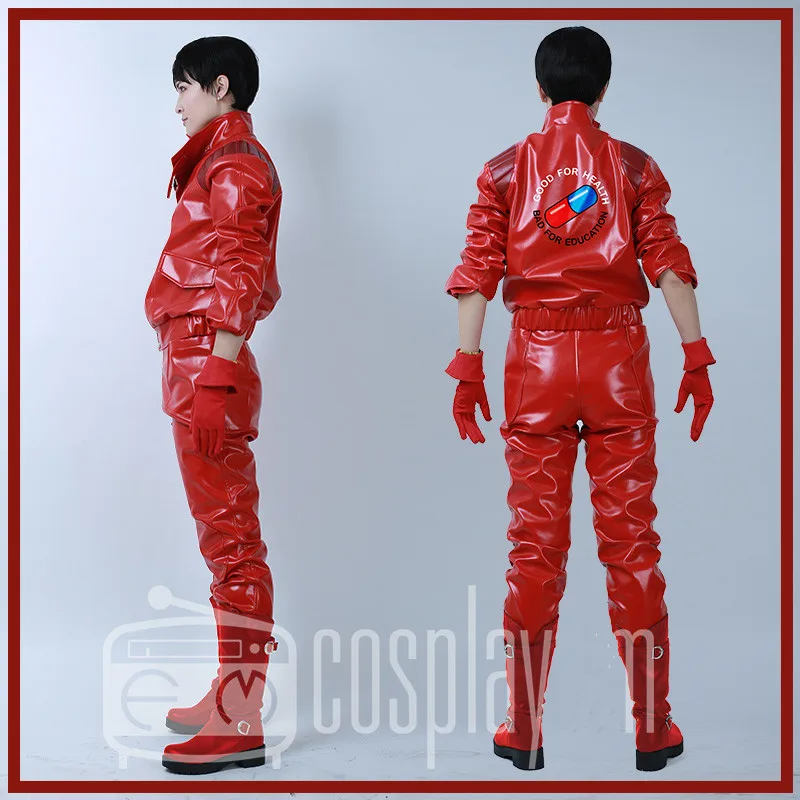 Movie Akira Shotaro Kaneda Cosplay Costumes Red Leather Uniform Suit Full Set Unisex Game Role Paly Clothing  In Stock