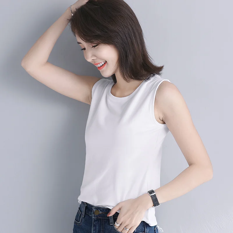 Womens Cotton Camis Solid color Female Slim Sleeveless Casual Vest Solid Color Crop Lower Cut Top For Ladies Fitness Vest Summer