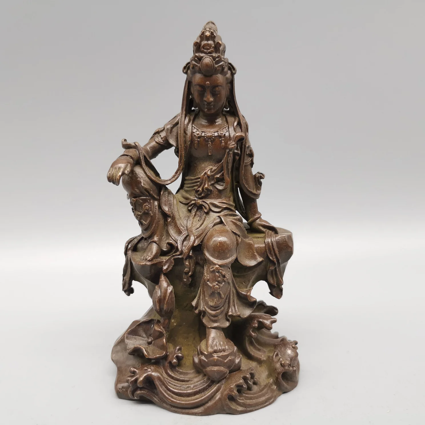 

Tibet Buddhsim Red Bronze Copper Guanyin Kwan-Yin Bodhisattva Statue