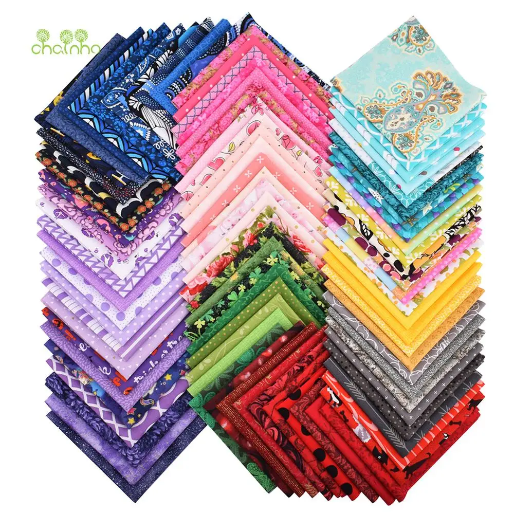 64 pz/lotto, colore casuale tessuto di cotone normale, panno Patchwork, di fai da te trapuntatura a mano e artigianato cucito, cuscino, materiale