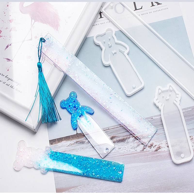 

Byjunyeor UV Resin Rectangle Silicone Bookmark Mold DIY Bear Fish Cat Making Epoxy Jewelry DIY Craft Mould M2660