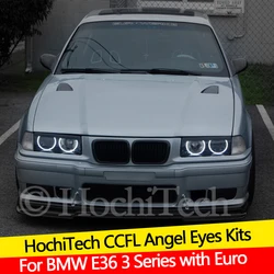 Hight Quality CCFL Angel Eyes Kit Warm White  Ring For BMW E36 3 Series with Euro headlights 1992-1998  Demon Eye