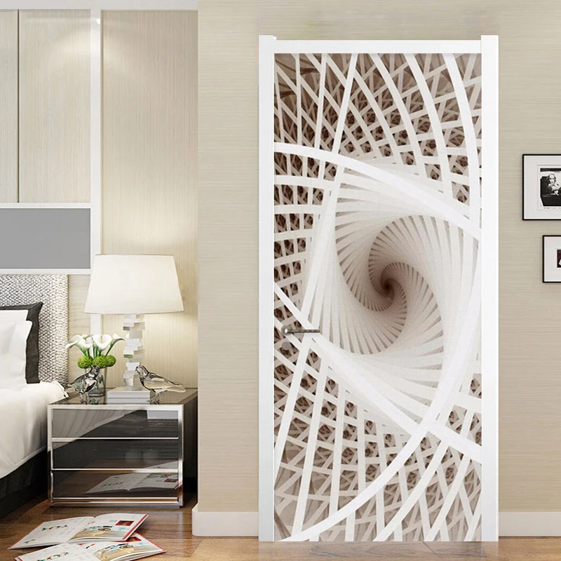 

Modern Creative Line Door Sticker 3D Art Mural Wallpaper Living Room Study Home Decor Wall Sticker Door Poster Self-Adhesive