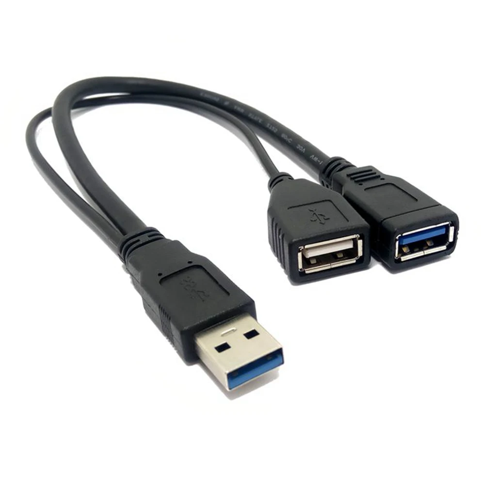 Cable divisor USB 3,0 2,0 macho A USB Dual, conector hembra Y Hub, cargador Y Cable de extensión de transferencia de datos