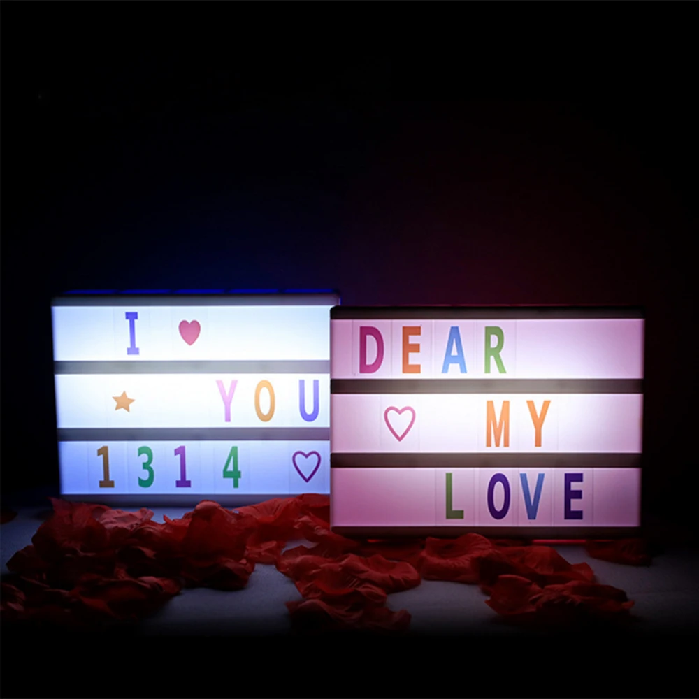 DIY Message Board Lightbox LED Combination Night Light USB AA Battery Powered Cinema Lightbox with Colorful Letters Cards A4 A5