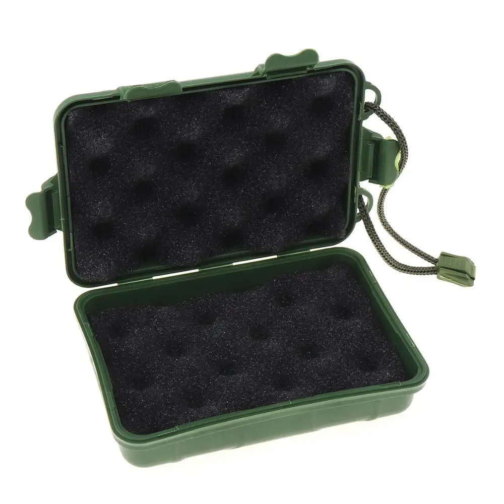 Caja de almacenamiento de plástico verde, caja Universal impermeable anticaída, adecuada para linterna, luz, cargador de batería, herramientas,