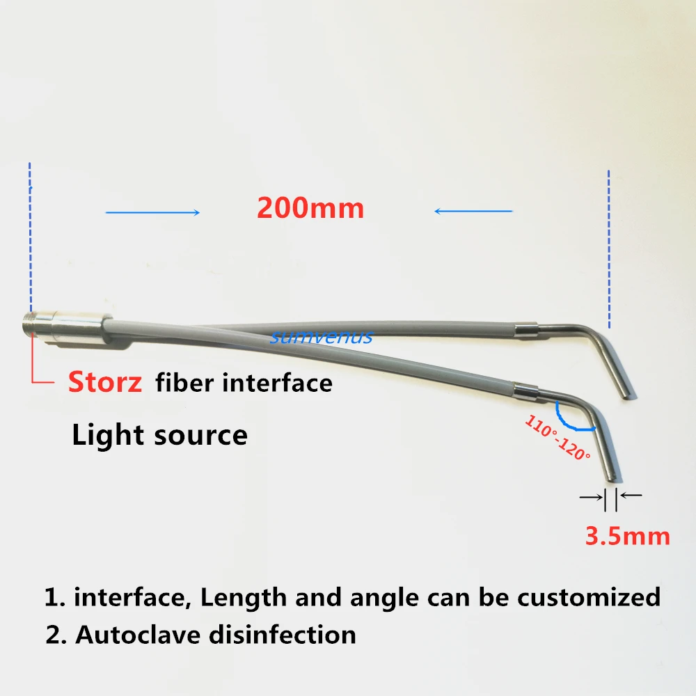 Medical Surgical Distal  Y type One to Double Branch fork  Φ3.5mmX200mm Spreader Lighting Optical Fiber Cable  Autoclaved Beauty