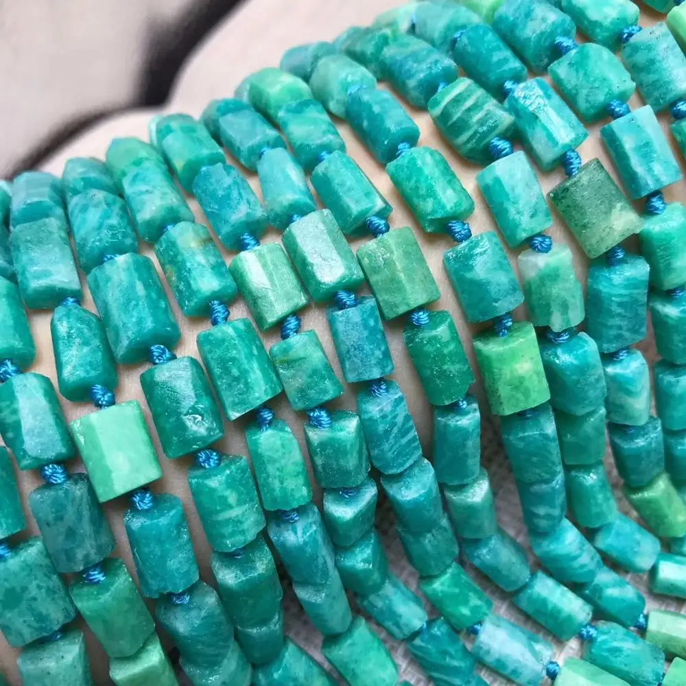 

Amazonite pillar faceted green 6*10mm 38cm for DIY jewelry making FPPJ wholesale loose beads nature