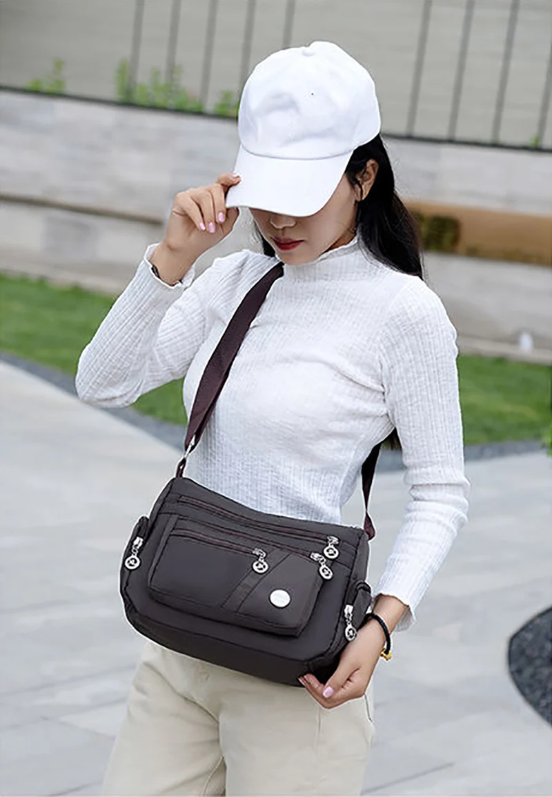 Neue Casual Große Kapazität Schulter Taschen Für Frauen Wasserdichte Oxford Multi-Zipper Umhängetasche Für Mutter Einkaufen Handtasche – Detail 8