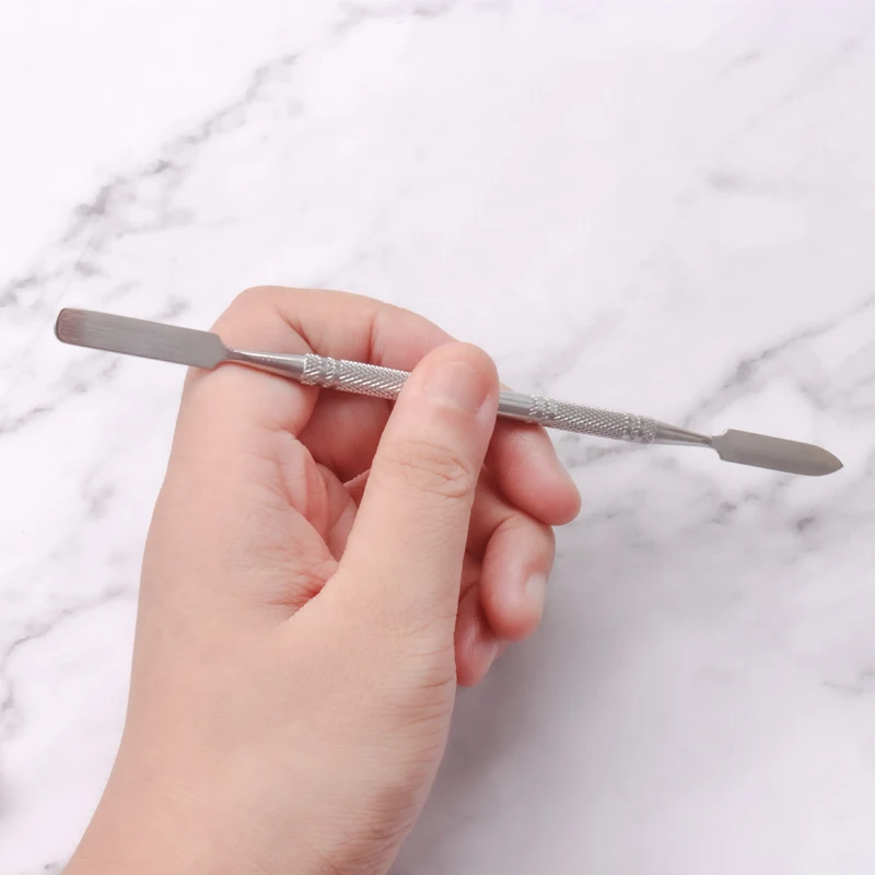 NEW style Stainless steel Cuticle Pusher Nail Art Stirring Polish Powder Blend Spatulas Tone Rods Manicure Remover Makeup Tools